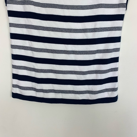 Talbots Navy Blue Metallic Knit Stripe Sleeveless Sweater Size MP - Picture 4 of 8